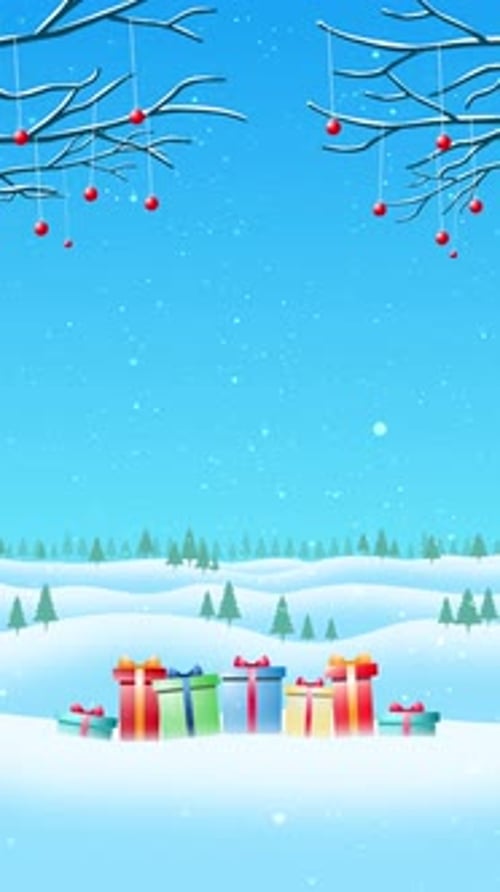 Winter mit Weihnachtsgeschenken Vertikal