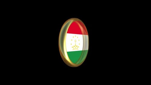Modern Tajikistan Flag 3D Spinning Button Animation