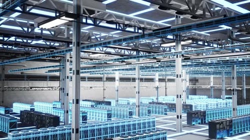 Server Racks in Data Center Scanned for Digital Twin Virtualization