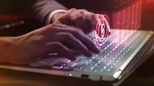 Working On A Laptop With Bitcoin Decline Infographics