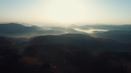 Mountains and Forest Landscape in Morning Light