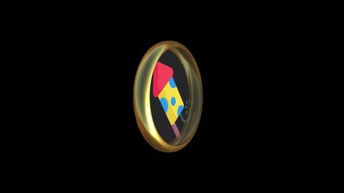 Animated 3D Firecracker Icon Spinning in Golden Ring