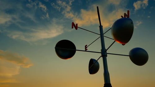 Anemometer Spinning and Measuring Wind Speed in Different Weather