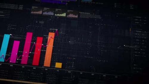 Animated Digital Data Bar Charts and Line Graphs