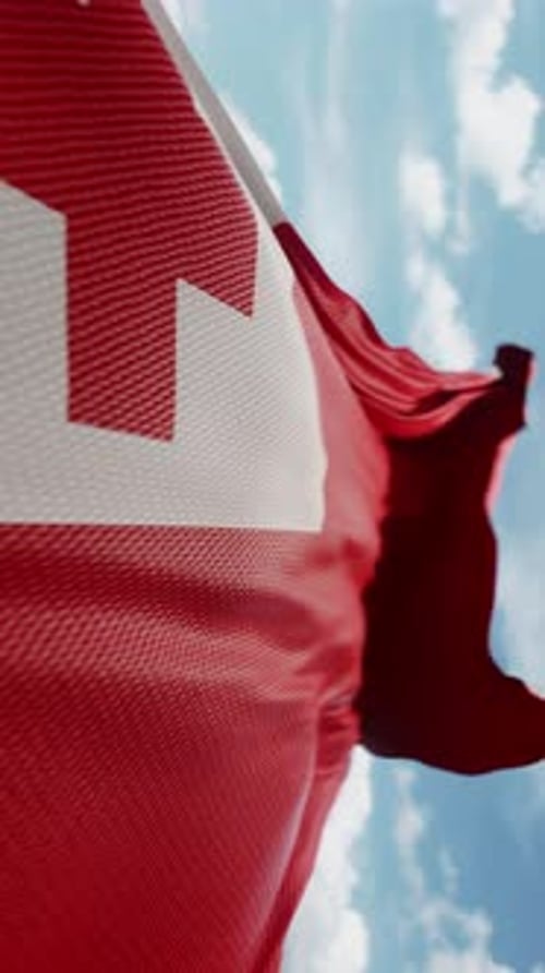 Canadian Flag Waving in Realistic Slow Motion