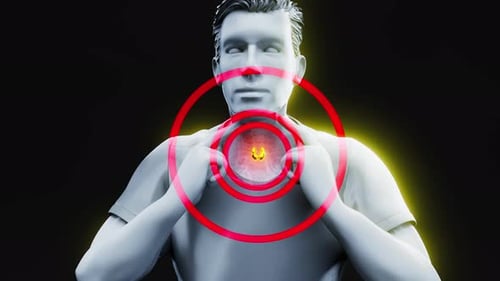 Abstract animation of a man and the thyroid gland