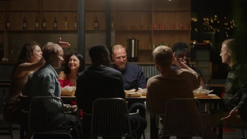 Colleagues Meeting In Informal Atmosphere After Work Dinning Together In Restaurants Best Friends