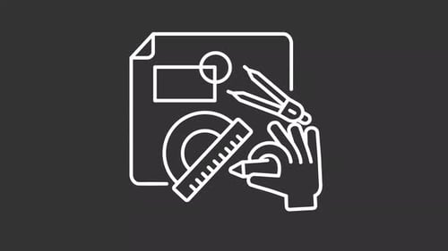Animación de líneas blancas de dibujo de arquitectura