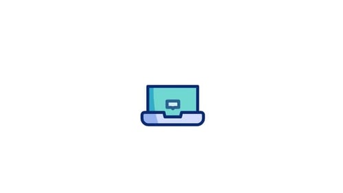 Flat Design Laptop with Message Notification Icon Animation