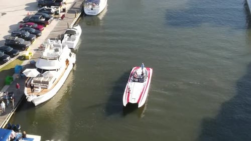 Yacht Club - Powerboats And Luxury Yachts Moored In The Marina. - aerial