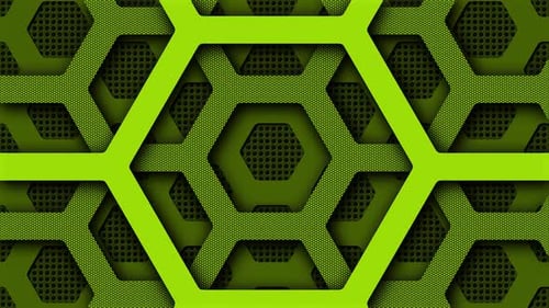 Moving Green Hexagons Background