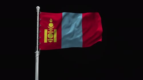 Realistic Waving Mongolia National Flag Seamless Loop