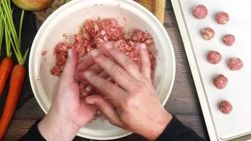 Forming Meatballs at the Table for Home Cooking