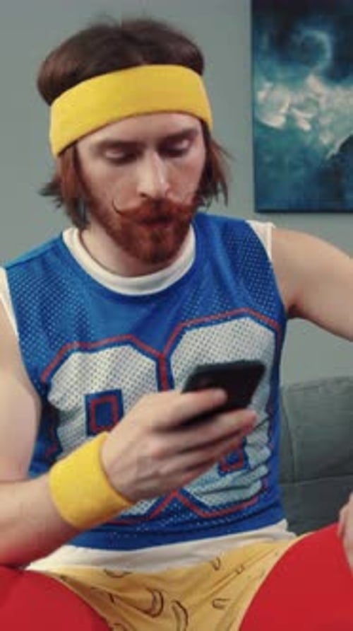 A Retro Fitness Enthusiast Dressed in Vibrant and Colorful Sportswear Ready for Action