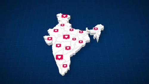 Pin Point do mapa da Índia com animação do ícone Love Heart