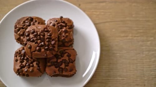 Chocolate Chip Brownies on a Plate