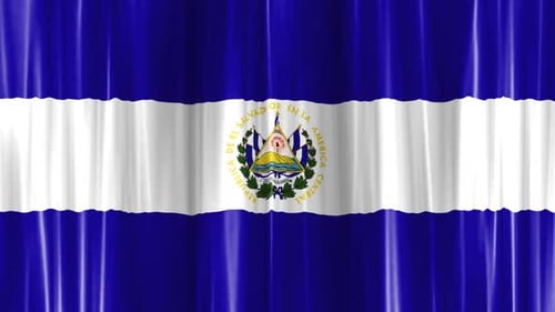 El Salvador Flag Waving in a Silky Curtain Style