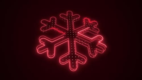 Neon Red Snowflake Decoration 3D Moving Outline Loop Background