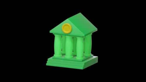 3D Corporate Building Icon Animation with Assembly and Rotation