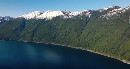 Aerial Landscape View of Chilliwack Lake and Mountains in Spring