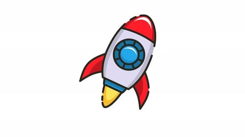 Money icon animation of a rocket with a red nose.