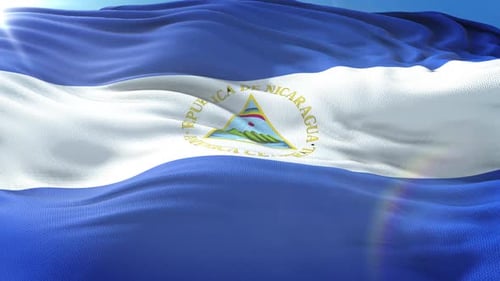 Realistic Flag of Nicaragua Waving in the Wind