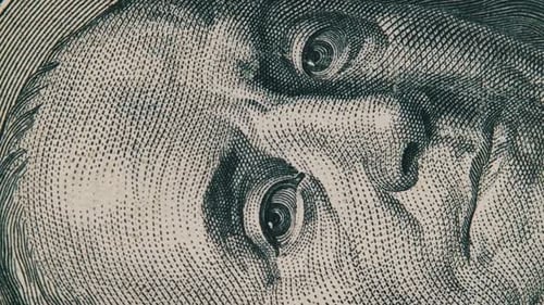 Macro View of Benjamin Franklin on Dollar Bill