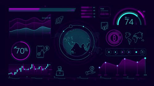 Infografía animadas sobre el tema del crecimiento de Bitcoin