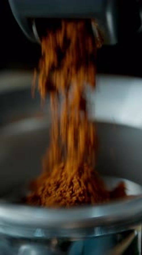 Grinder Stuffing Roasted Coffee From Coffee Machine