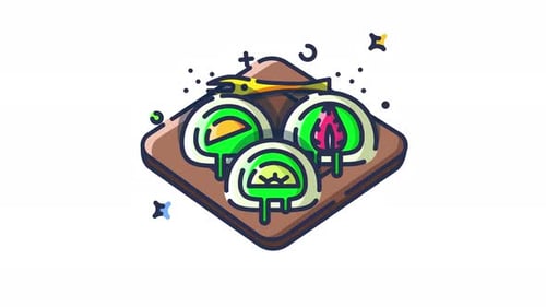 Animated Mochi and Sushi Food Illustration Icon