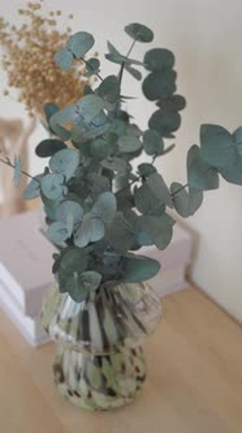 Eucalyptus Leaves Arranged in Mushroom Vase on Table