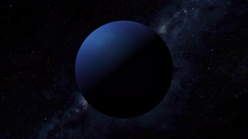 Realistic Neptune planet rotating on space or galaxy and stars milky way, Animation of Neptune. 2202