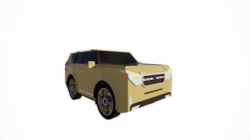 Beige SUV Low Poly 3D Model