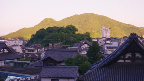 Traditional Japanese Houses and Seto Inland Sea of Tomonoura, Japan