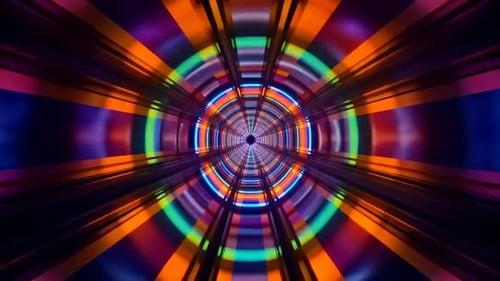 Futuristischer mehrfarbiger Neon-Sci-Fi-Tunnel VJ Loop