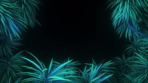 Jungle Trees Border On A Black Background