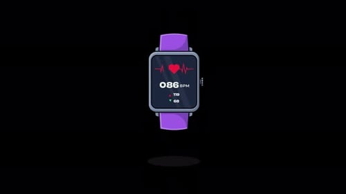 Animated Smartwatch Heart Rate Monitor Flat Design