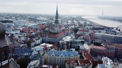 Modern Town Latvia with Above Aerial