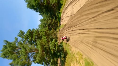 Dirt Bike Ride Along Rural Outdoor Dirt Track