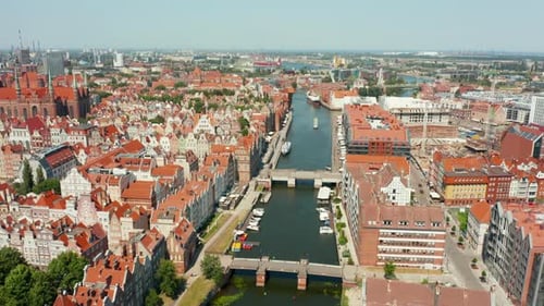 Old European City in Gdansk Aerial View