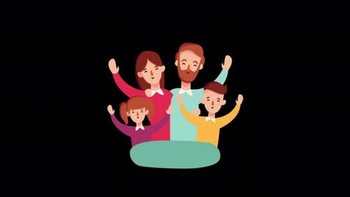 2D Happy Family Animation Alpha Channel 4K