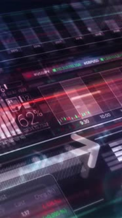 Futuristic Corporate Financial Data HUD Display