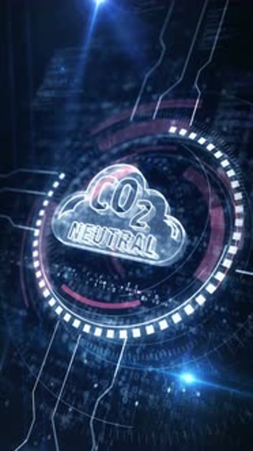 CO2 neutral zero emission symbol digital concept vertical loop