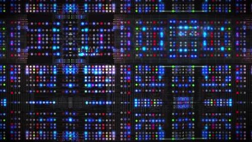 Mur numérique abstrait avec des arrière-plans lumineux bleus et colorés en cybersécurité