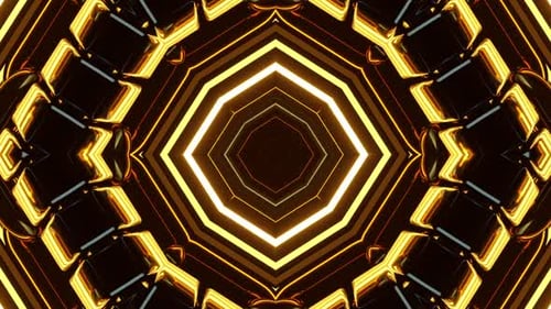 Abstract Golden Geometric Kaleidoscope Pattern Loop