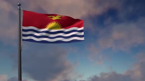 Drapeau de Kiribati sur mât - 4K