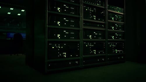 Network Server Room with Computers for Digital Tv Ip Communications