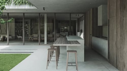 Elite House with Terrace with Exit to Lawn and Kitchen Near Panoramic Windows