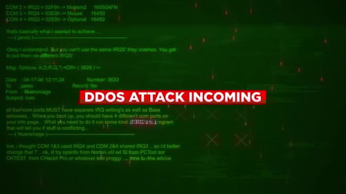 D Do S Attack Eingehender Warntext auf dem Hacking-Hintergrundbildschirm V04