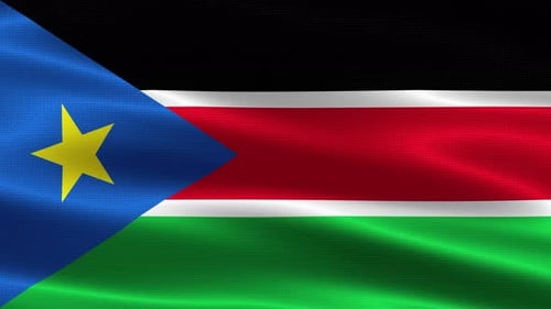Realistic Waving Flag of South Sudan Animation